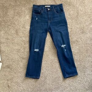 Dark Wash Capri Blue Jeans